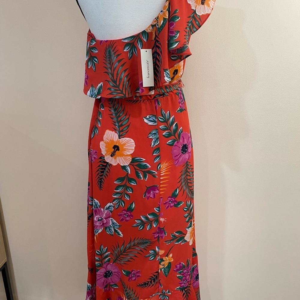 Francesca’s Pink Tropical Floral Boho Maxi Dress size Small NWT - Picture 8 of 13